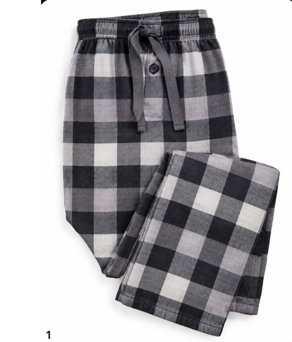 Fruit of the Loom Men’s Fleece Plaid Sleep Pants Red/Black M Drawstring Button